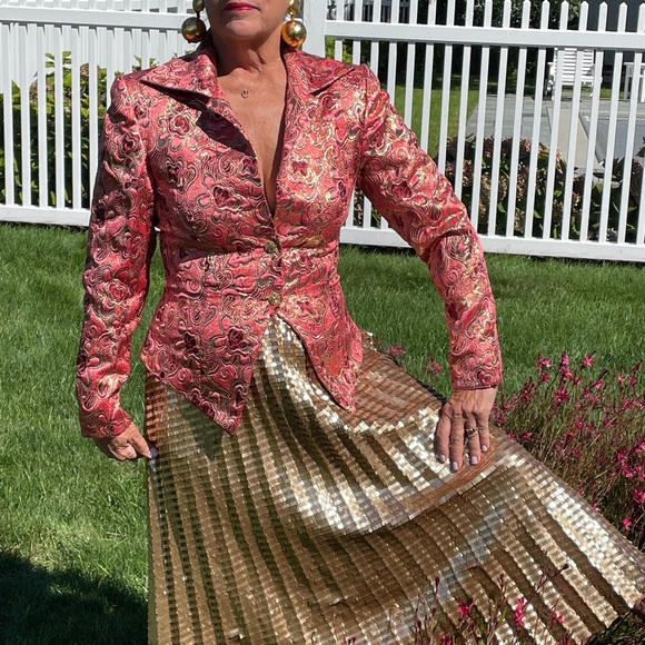 Great Fitted Pink Metallic Jacket Sz S - Picture 1 of 9